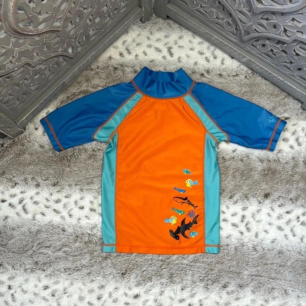 UV Skinz rashguard UPF 50 boys size 5T fish sharks tropical beach pool party